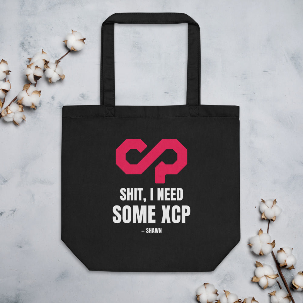 "Shit, I Need Some XCP" Tote bag — Black, Flat Lifestyle Front