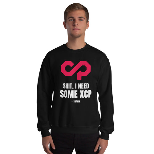"Shit, I Need Some XCP" Crewneck sweatshirt — Black, Men's Front