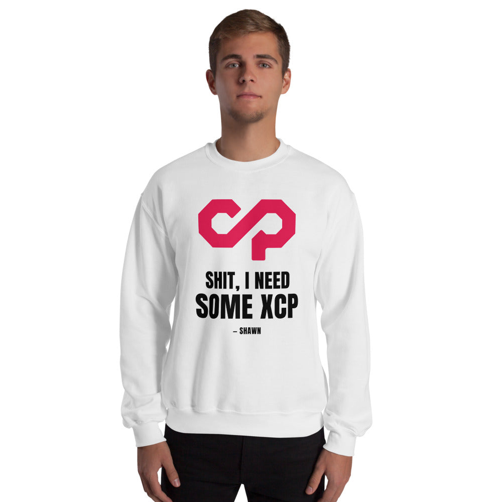 "Shit, I Need Some XCP" Crewneck sweatshirt — White, Men's Front