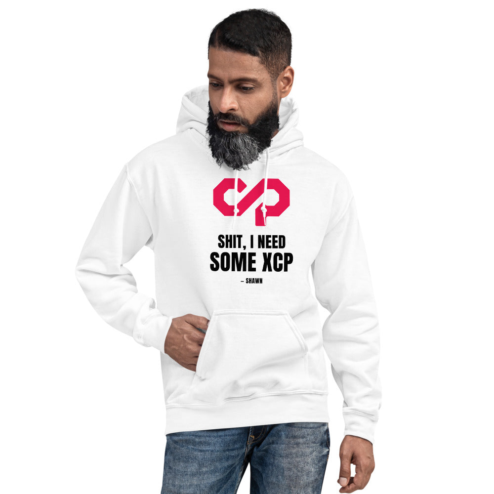 "Shit, I Need Some XCP" Hoodie — White, Men's 4 Front