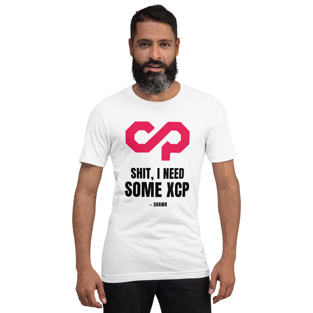 "Shit, I Need Some XCP" Unisex t-shirt — White, Men's 4 Front