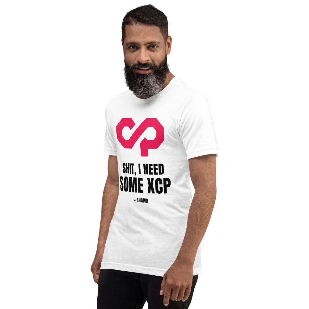 "Shit, I Need Some XCP" Unisex t-shirt — White, Men's 4 Left Front