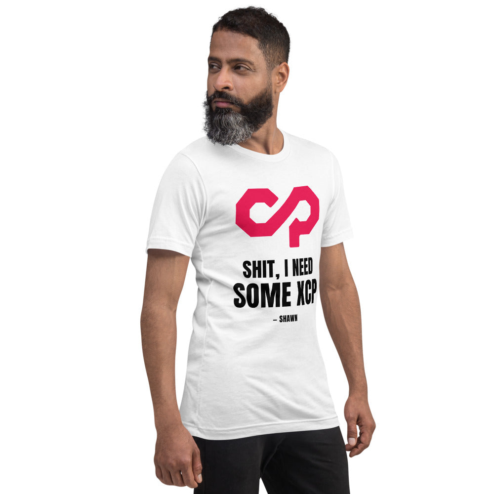 "Shit, I Need Some XCP" Unisex t-shirt — White, Men's 4 Right Front