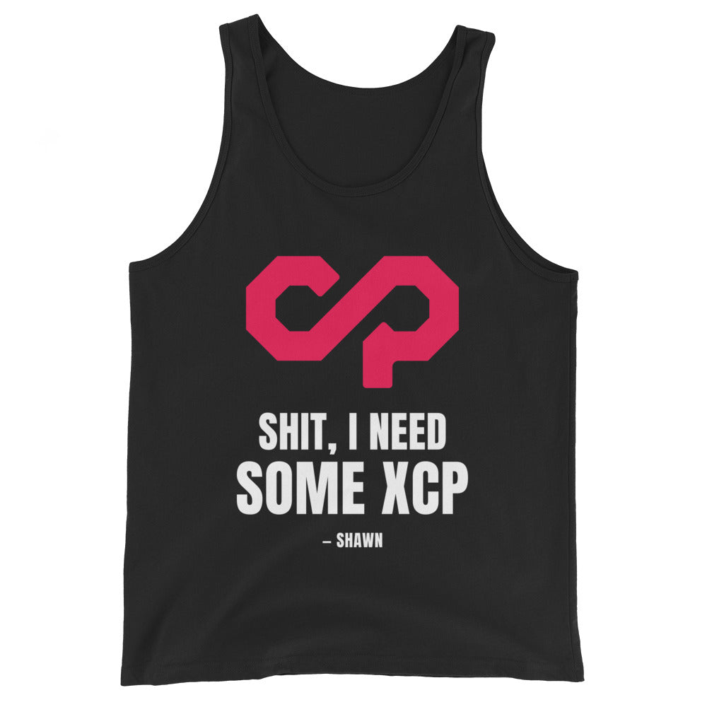 "Shit, I Need Some XCP" Tank top — Black, Flat Front