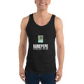 RAREPEPE by Mike — Rare Pepes Series 1 Card 1 — on a black tank top, Men's Front, centred