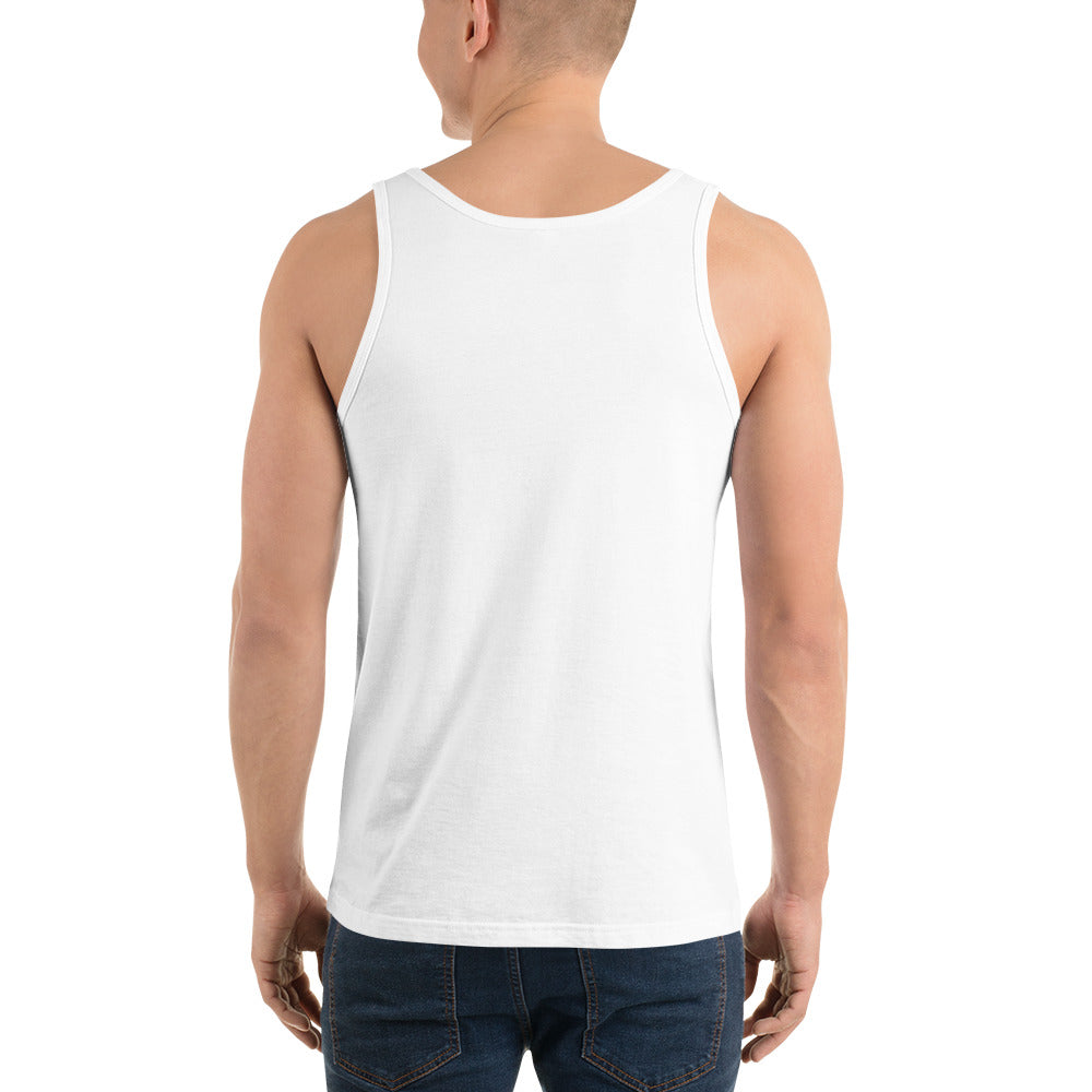RAREPEPE by Mike — Rare Pepes Series 1 Card 1 — on a white tank top, Men's Back