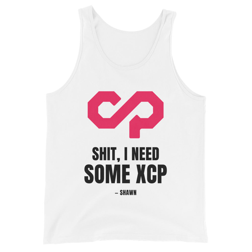 "Shit, I Need Some XCP" Tank top — White, Flat Front