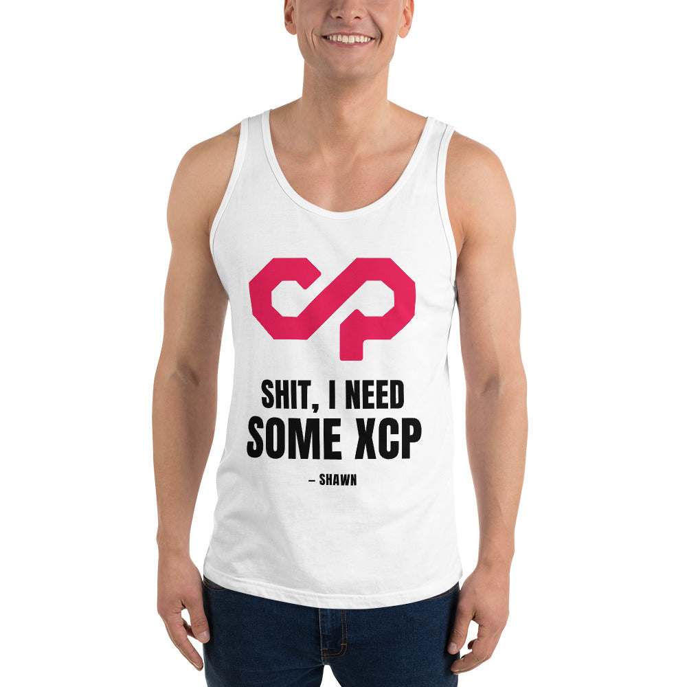 "Shit, I Need Some XCP" Tank top — White, Men's Front