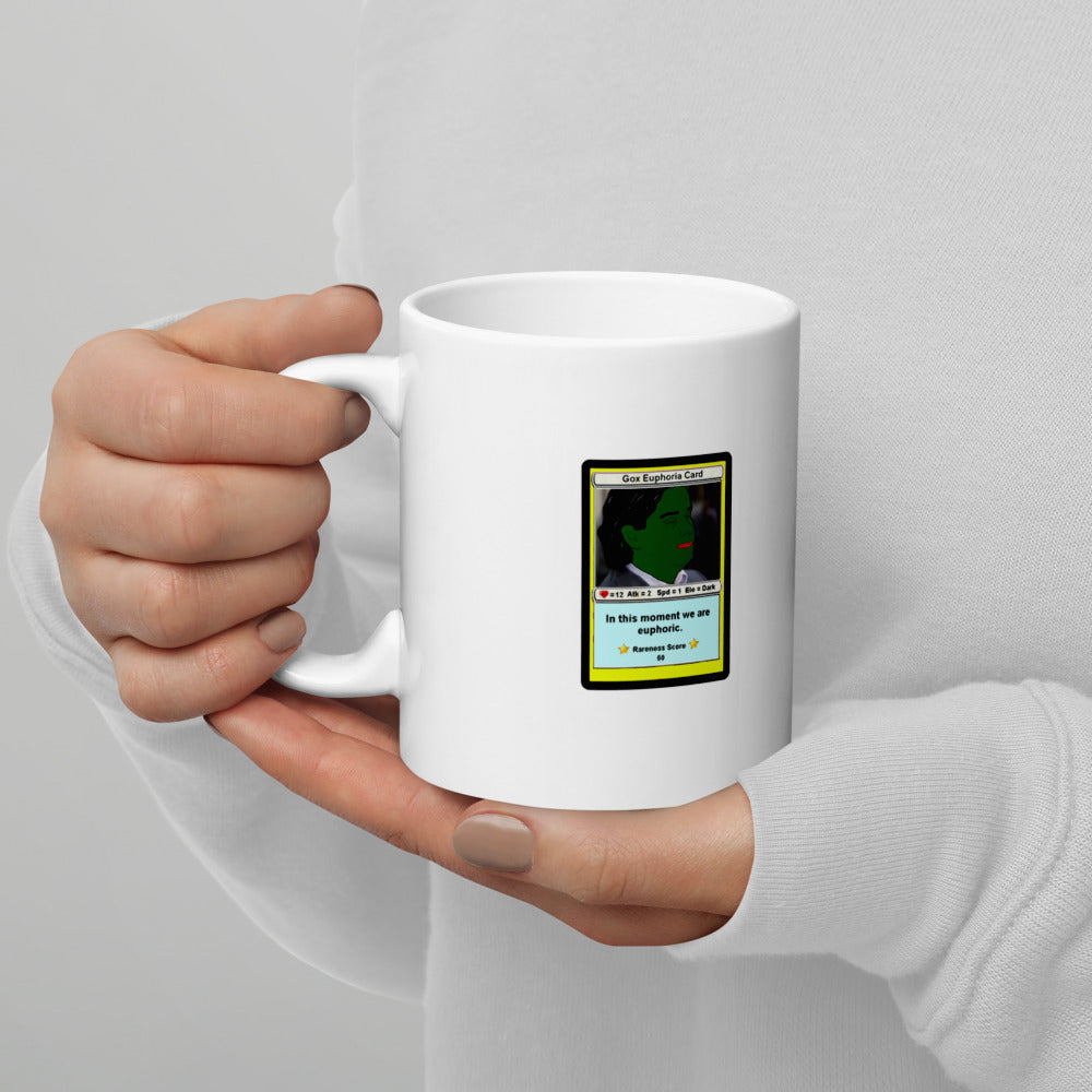 GOXPEPE by Mike — Rare Pepes Series 1 Card 2 — on a mug, 11 oz, Lifestyle 3 Handle on Left