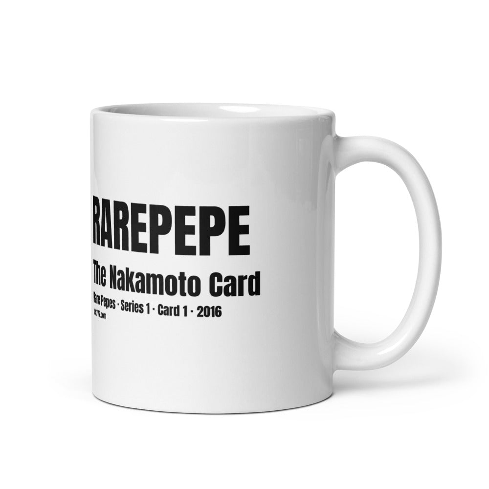 RAREPEPE by Mike — Rare Pepes Series 1 Card 1 — on a mug, 11 oz, Handle on Right