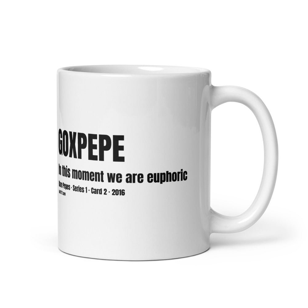 GOXPEPE by Mike — Rare Pepes Series 1 Card 2 — on a mug, 11 oz, Handle on Right